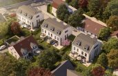 KFW 40 - Familienstar! Neubau Doppelhaushälfte mit Süd-West-Garten in Untermenzing - Vogelperspektive